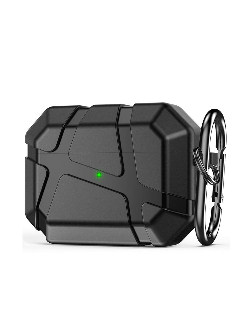 for AirPods Pro 3 Case, Shockproof Silicone Protective Case, Compatible with AirPods Pro 3rd Generation, with Hard Shell Design & Scratch Protection, Front LED Visible with Carabiner, black - Image 1